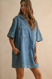 Southern Stroll Denim Shift Dress: Medium Wash