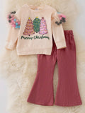 Merry Christmas Pom Sleeve Set: Mauve Mix