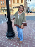 Pleasant Day Top: Olive/Brown