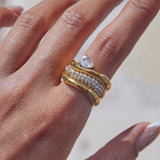 Rhinestone Ring Set: Gold