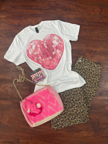 Disco Heart Tee: White