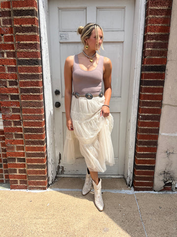 Boho Belle Midi Skirt: Ivory