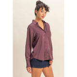Sassy Satin Shirt: Dark Cherry