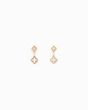 Clover Drop Earrings: Gold White