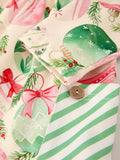 Festive Flutter Dress: Pink/Green