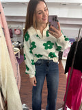 Groovy Vibes Sweater: Green/White