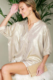 Mindful Metallic Top: Champagne