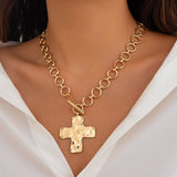 Hammered Cross Necklace: Gold