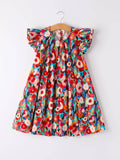 Fun in Floral Dress: Red Multi