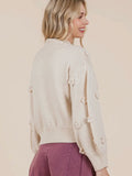 Embellished Floral Sweater PLUS: Cream