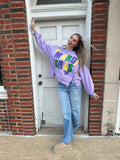 Mardi Gras Patchwork Pullover Top: Purple