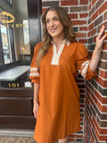 Autumn Aura Dress: Rust Brown