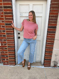 Simply Sweet Ribbed Top: Rose