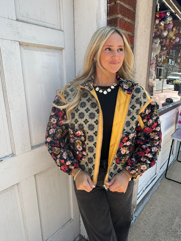 RESTOCKED* Golden Hour Blooms Jacket: Marigold