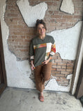 Patchwork Season Top: Olive Mix