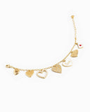 Love Heart Charm Bracelet: Gold