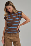 New Perspective Sweater Top: Chocolate/ Blue