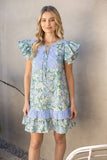 Feeling Floral Tiered Dress: Blue