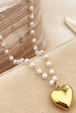 Princess Pearl Heart Necklace: Gold