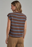 New Perspective Sweater Top: Chocolate/ Blue