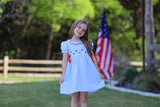 Star Embroidered Girls’ Smocked Dress: Blue