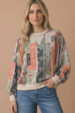 Piece by Piece Pullover Top: Oatmeal/Olive