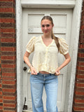 Spring Gingham Blouse Top: Yellow