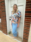 Blue Skies & Blossoms Blouse: Blue Mix