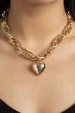 Chunk Chained Heart Necklace: Gold