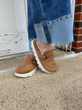Tardy Sandals: Tobacco Faux Suede