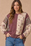 Patch Things Up Top: Burgundy Multi