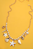 Coastal Pearl Charm Necklace: Gold