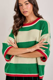 Holiday Line Up Sweater: Green Multi