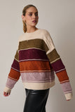 Leaves are Falling Stripe Sweater: Multi-Color