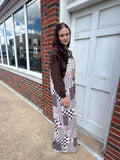 Vintage Revival Patchwork Overalls: Brown Mix
