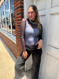 Hail Mary Mesh Polka Dot Top: Black