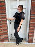 Velvet Pearls Top: Black