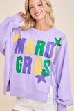 Mardi Gras Patchwork Pullover Top: Purple