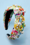 Pearl and Rhinestone Headband: Floral