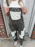 Wild Side Patchwork Overalls: Leopard Print