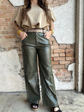 Allie Pleather Pants: Olive