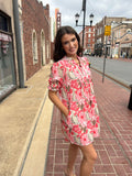 Springtime Serenity Mini Dress: Coral