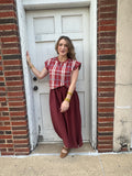 Twice as Nice Plaid 2 in 1 Maxi Dress: Rust Combo