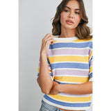 Sweet Stripes Knit Top : Ivory/Pink