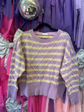 Double Take Striped Sweater: Lavender