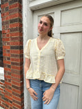 Spring Gingham Blouse Top: Yellow