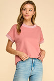 Simply Sweet Ribbed Top: Rose