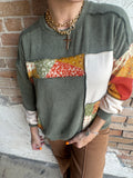 Patchwork Season Top: Olive Mix