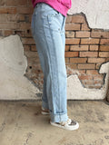 Kris Wide Leg Denim: Light Wash