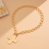 Hammered Cross Necklace: Gold